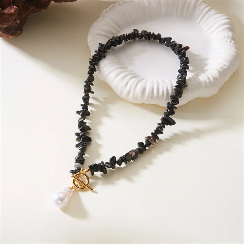 Vintage Pearl Necklace for Women - Elegant Irregular Stone Choker for Weddings, Parties & Gifts