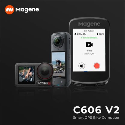 Magene C606V2 GPS Bike Computer – Touchscreen Cycling Speedometer with WiFi, Bluetooth, ANT+, Navigation, Climb & Odometer Functions