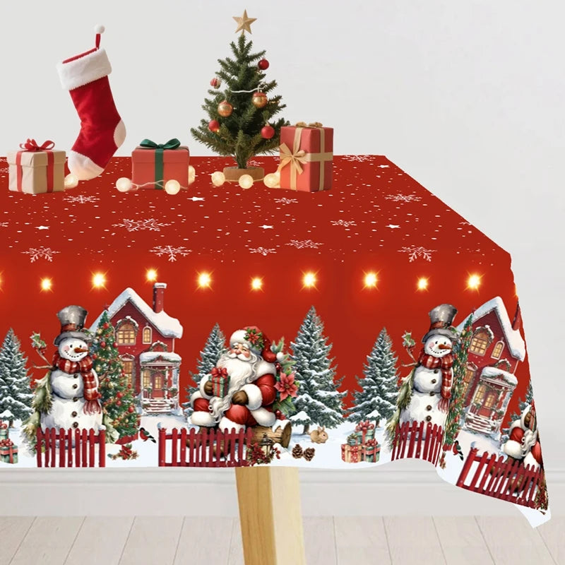 Christmas Santa Claus Tablecloth - Holiday Dining Table Cover Decor for Home, Navidad Noel & New Year Celebrations 2025