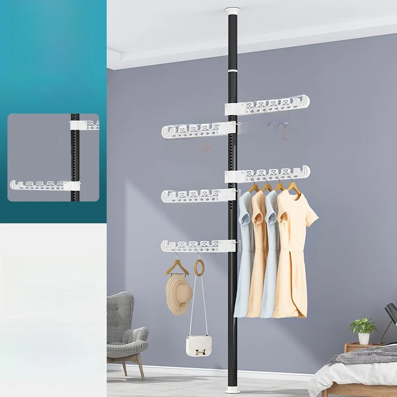 High-Bearing Floor-to-Ceiling Clothes Drying Rod — Indoor Hanging Rack, No Drilling Required