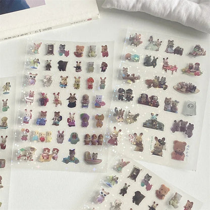 6pcs/10pcs Y2K Glitter Laser Stickers – Cute Random Phone, Camera, Luggage & Journal Stickers, Kawaii Decoration Gift