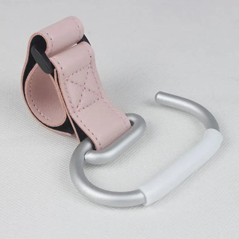 PU Leather Stroller Hooks - 360° Rotating Multifunctional Bag Clips & Stroller Accessories Gift