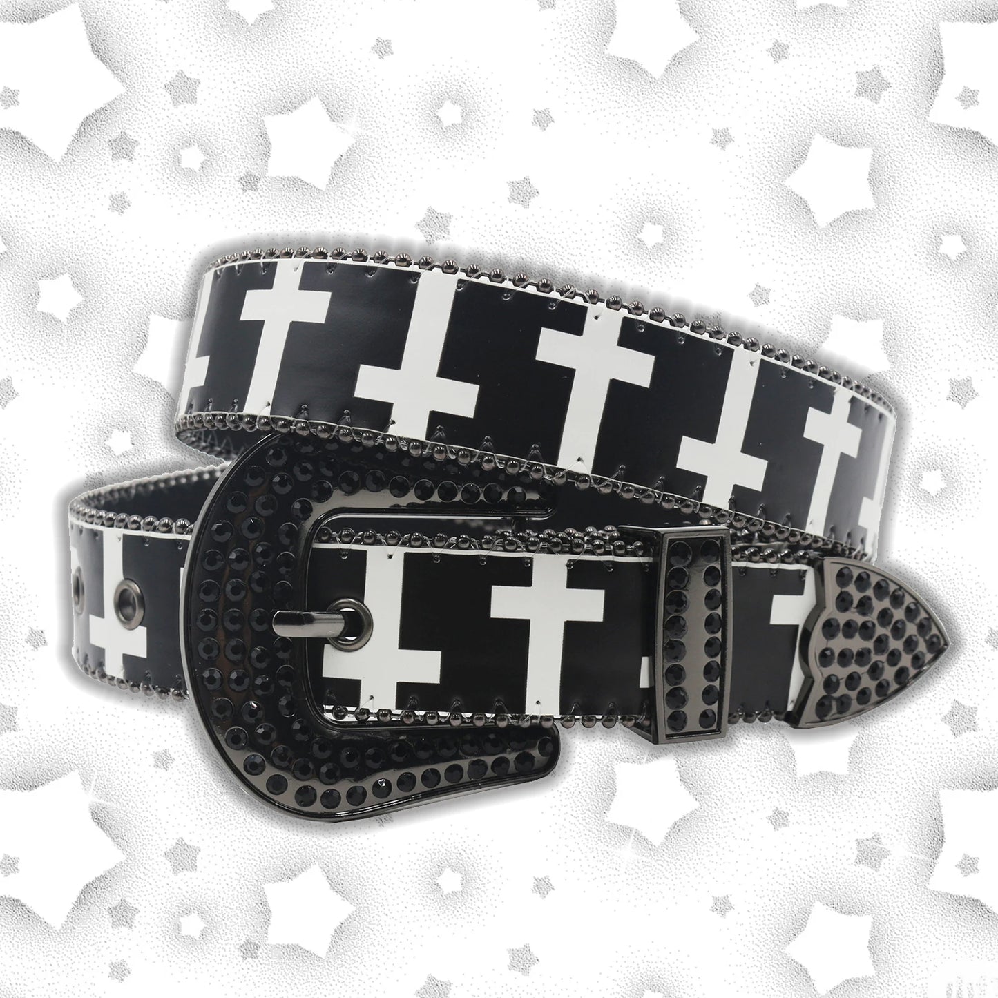 Nice Brand Three Skull Rhinestone Belt – Western Punk Hip-Hop Style for Men & Women