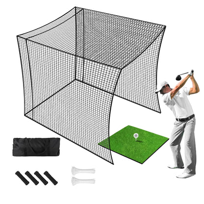 Foldable 10x10x10FT Golf Net Cage – Portable Baseball Batting Training Cage with Durable Wear-Resistant Ball Netting for Practice & Simulation Use