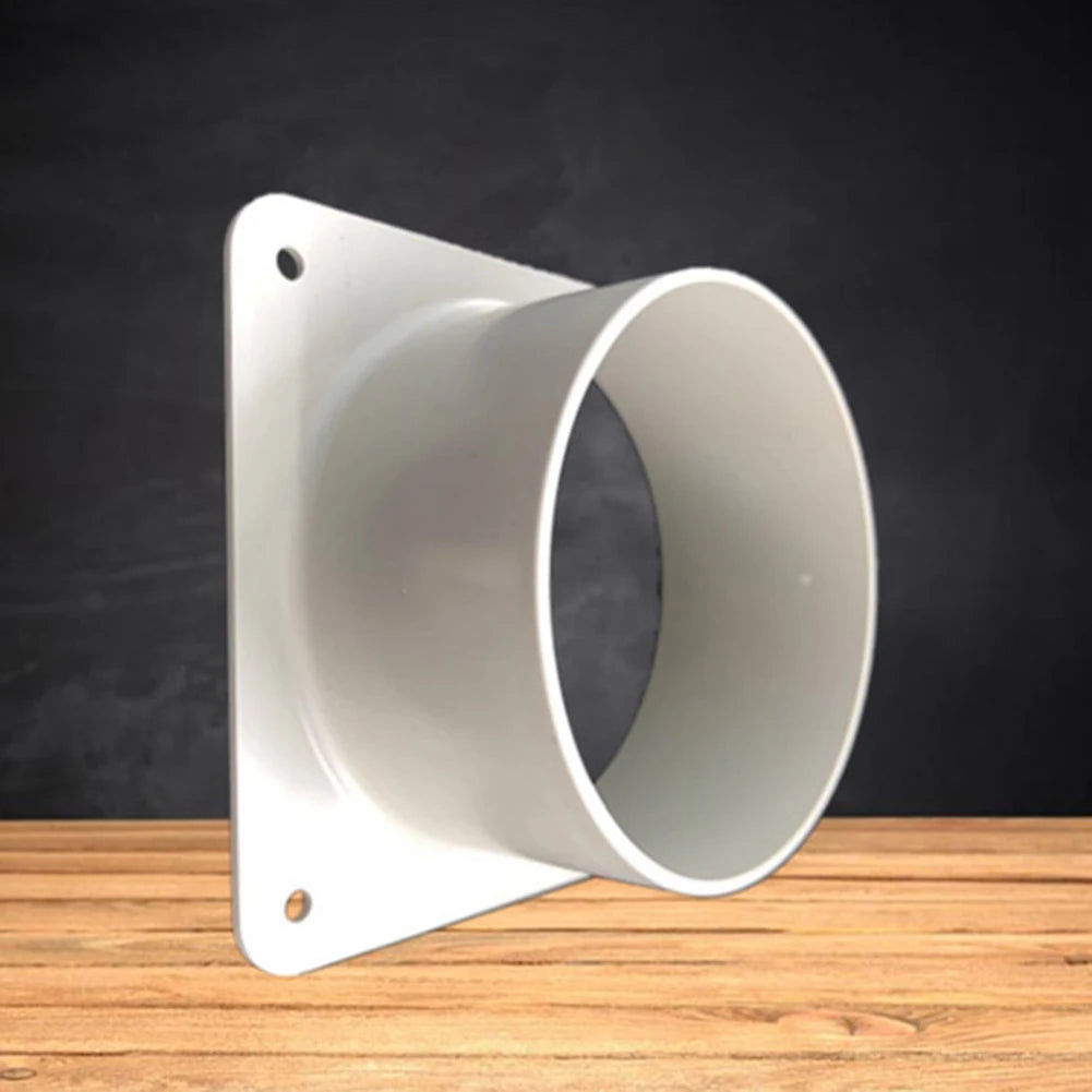 White Air Vent Duct Connector Flange – Straight Square Bottom Pipe for Easy Ventilation Duct Installation