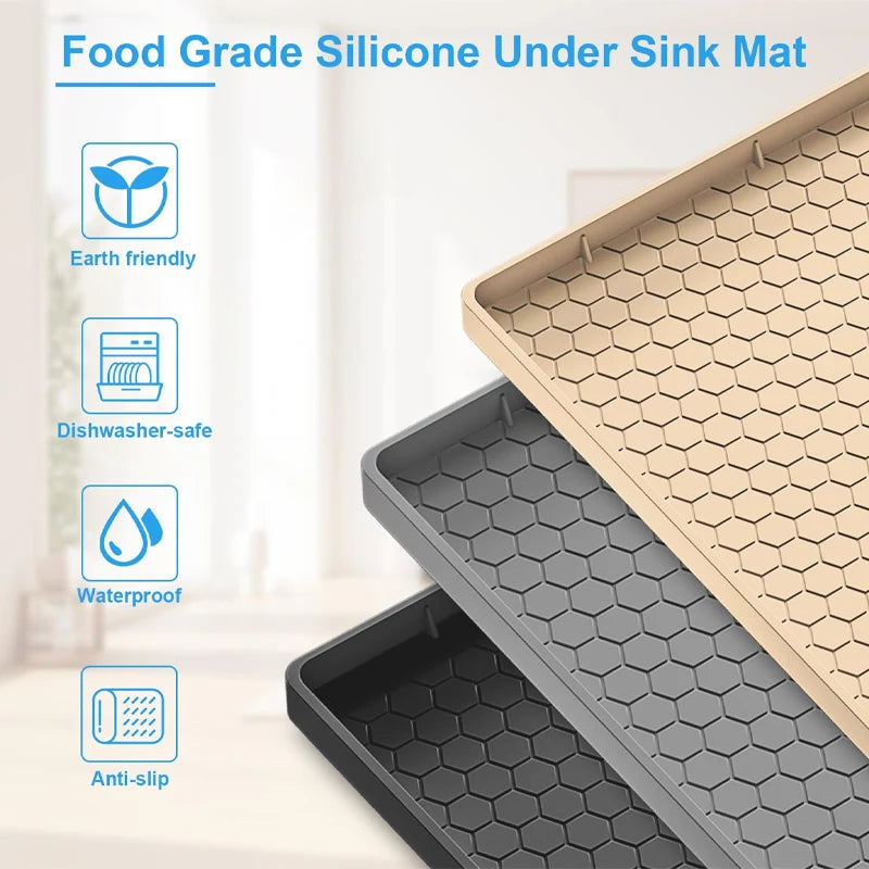 Waterproof Under Sink Mat | Flexible Silicone Cabinet Liner & Protector for Kitchen & Bathroom