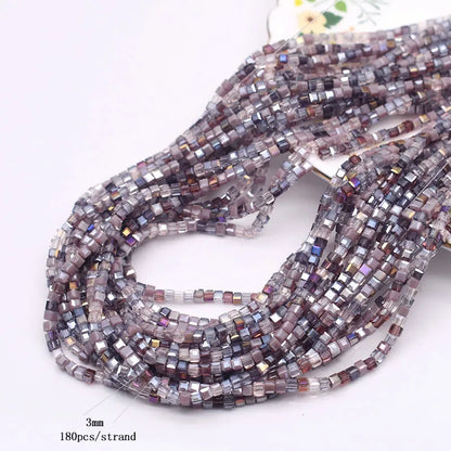 Pink Czech Glass Crystal Beads - 3mm 4mm 5mm Cube Square Candy Seed Beads for DIY Jewelry Making Charms