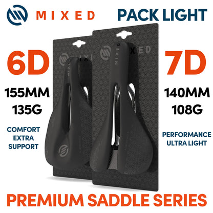 MIXED Full Carbon Fiber Saddle - Ultra Lightweight 5D/6D/7D Cushion for MTB and Road Bikes, 143mm and 155mm