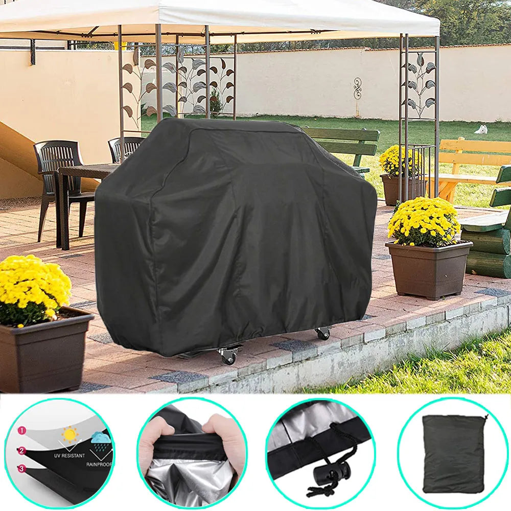 Heavy Duty BBQ Cover - Outdoor Dust and Rain Protective Grill Cover | Waterproof Weber Round Barbecue Cover