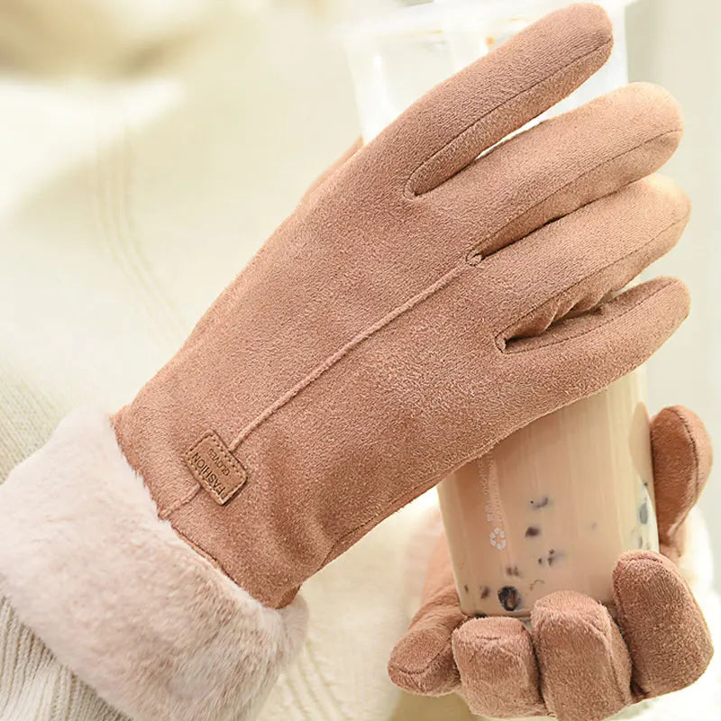 Cute & Warm: New Fashion Furry Gloves for Autumn Winter - Full Finger Mittens for Women's Outdoor Sports, Touch Screen Compatible