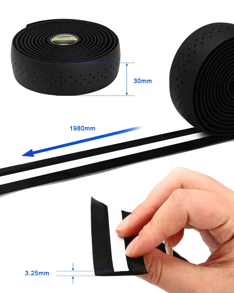 RIDERACE Bicycle Handlebar Tape – Anti-Slip PU EVA Breathable Damping Straps for Road Bike Anti-Vibration Grip