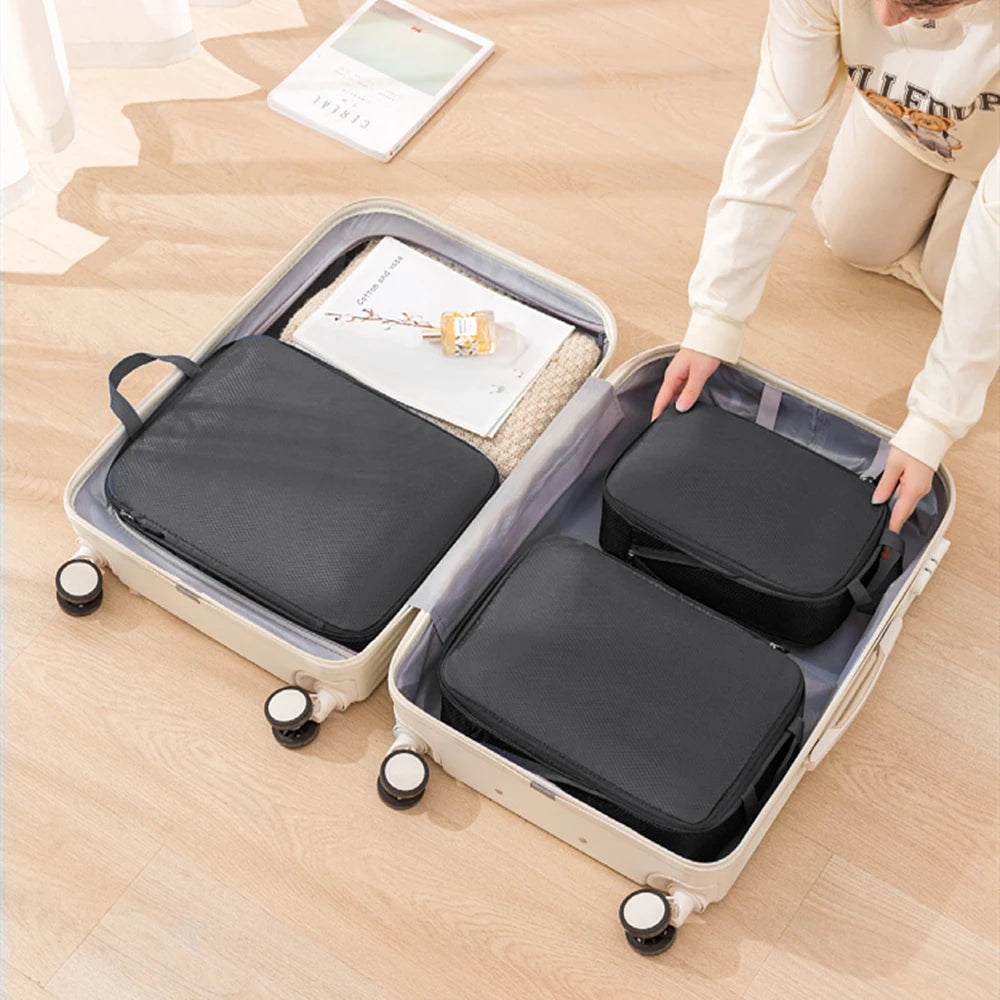 3pcs Travel Packing Bag Set | Compressible Waterproof Nylon Organizer for Suitcase, Luggage, Portable