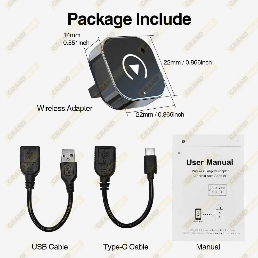 Wireless CarPlay & Android Auto Adapter — USB Smart Mini Box, Plug & Play, Universal for VW, Toyota, Nissan, Honda, Ford, Benz