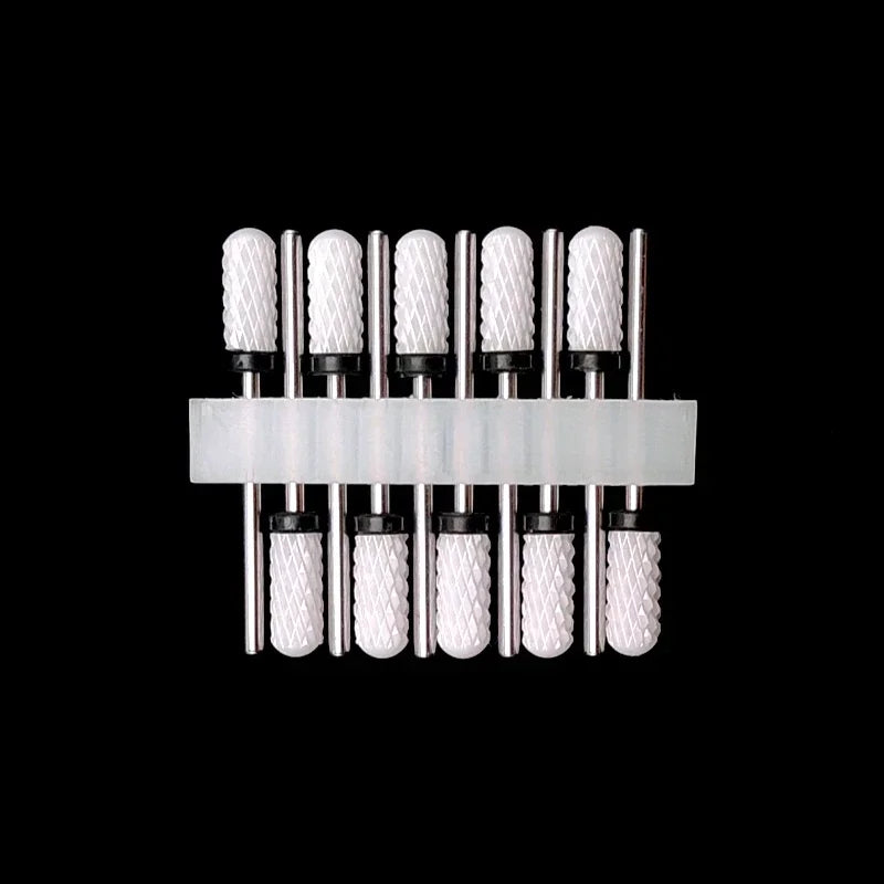 10PCS Ceramic Nail Drill Bits - Rotary Milling Cutters for Gel Polish Removal & Nail Grinding Machine Accessories