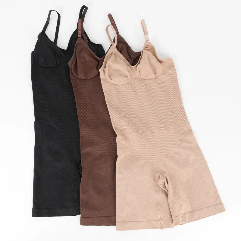 Women’s Bodysuit Shapewear Tank Top — Tummy Control Full Body Shaper with Anti-Chafing Shorts, Waist Trainer & Butt Lifter