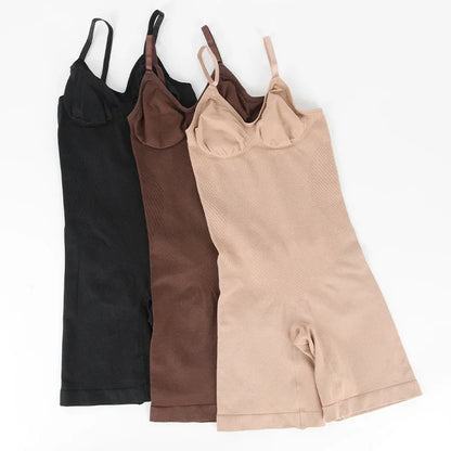 Women’s Bodysuit Shapewear Tank Top — Tummy Control Full Body Shaper with Anti-Chafing Shorts, Waist Trainer & Butt Lifter