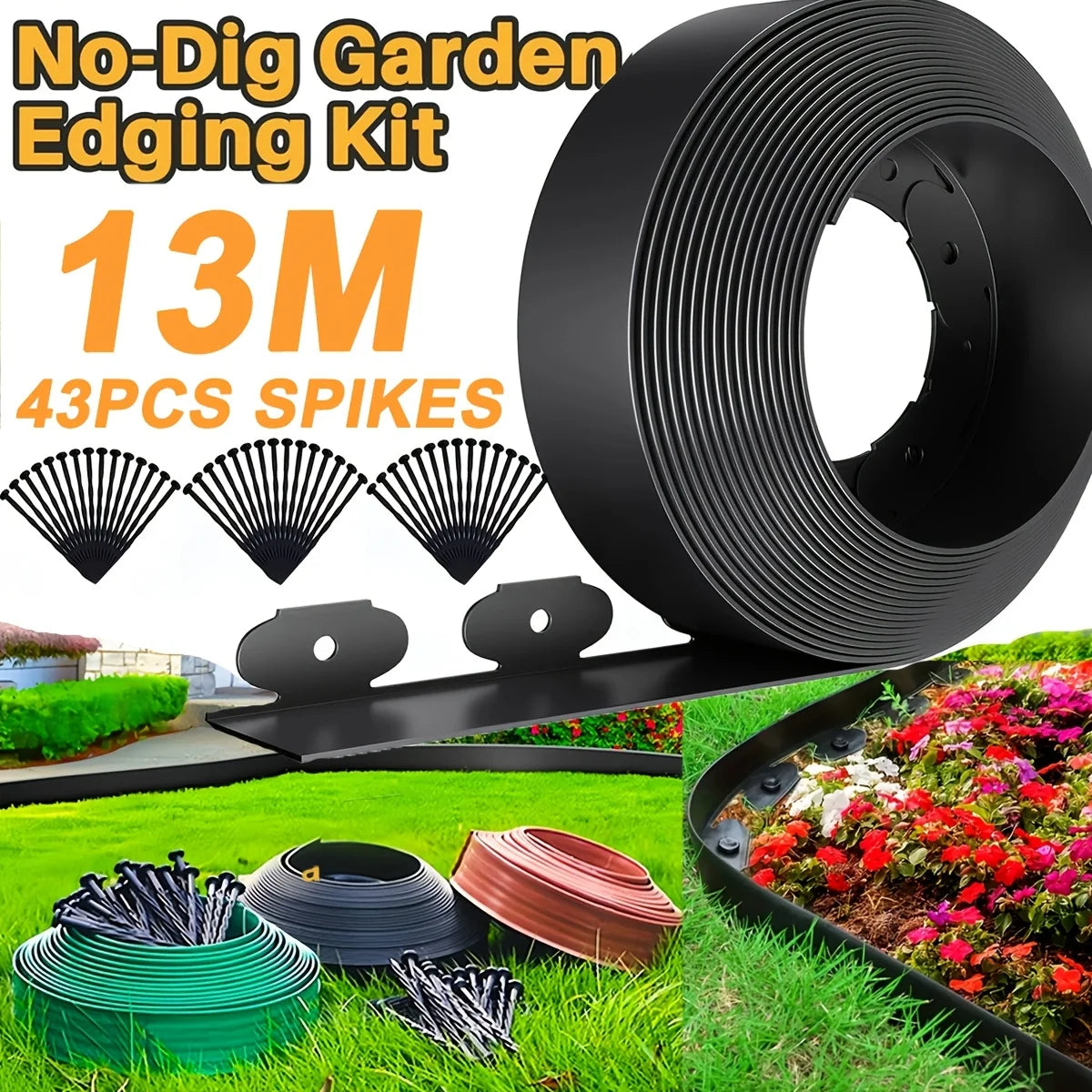 Landscape Lawn Edging Kit - Flexible Garden Border Barrier for Yard Pathways