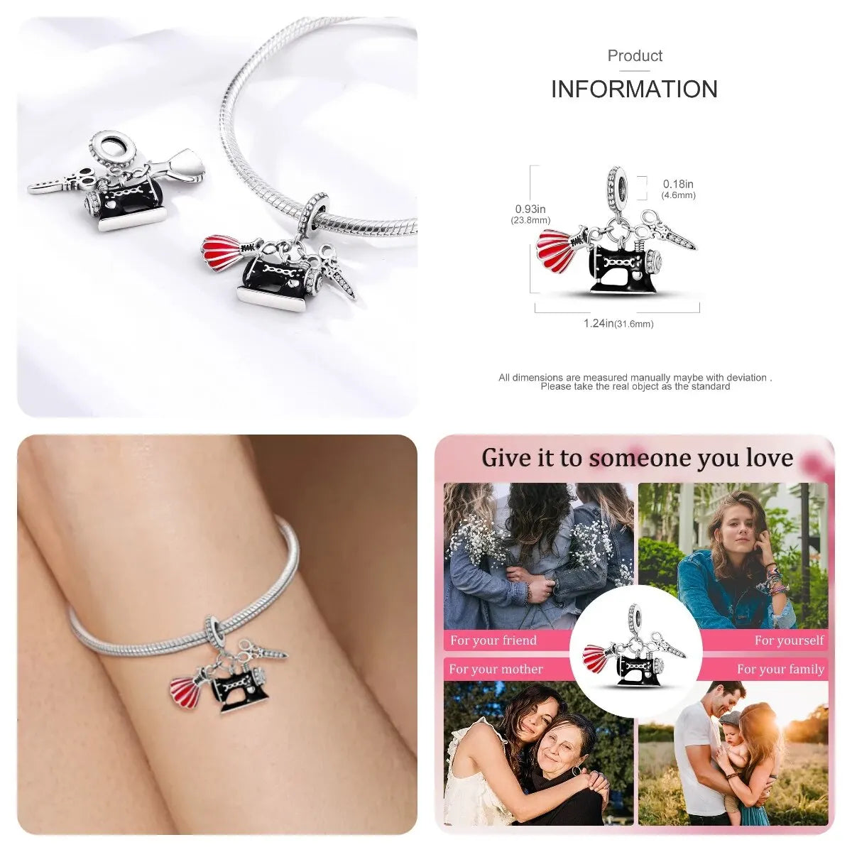 MULA Silver Plated Dangle Charms for Snake Chain Bracelet - DIY Women’s Jewelry Making Gift