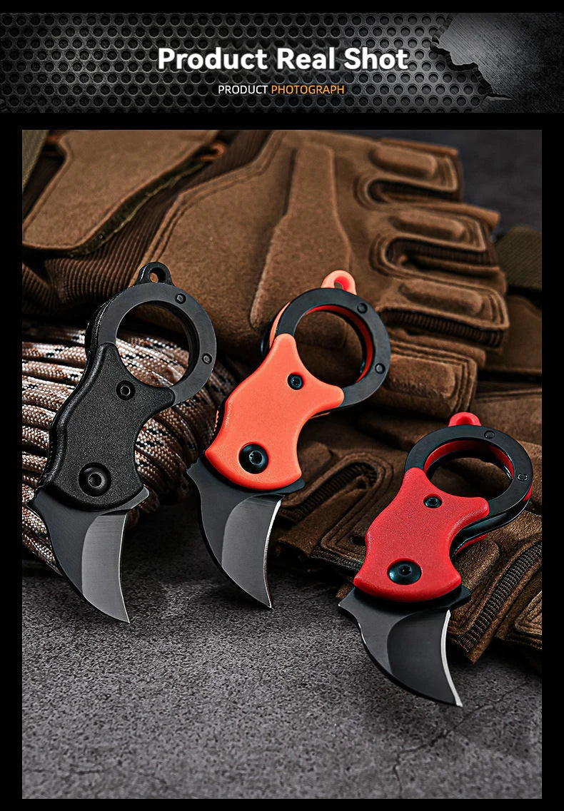 Mini Keychain Pocket Knife – Stainless Steel Camping EDC Tool with Fixed Blade, Peeler, and Portable Chain