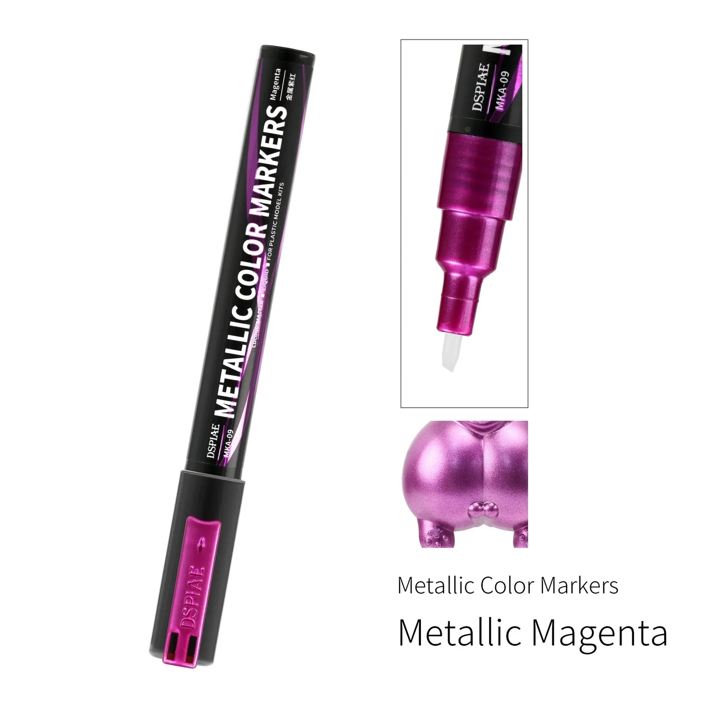 DSPIAE MKA Super Metallic Brush Marker Pens – Water-Based Eco-Friendly Paint Pens (Pink, Orange, Red, Blue, Green, Silver, Gold)