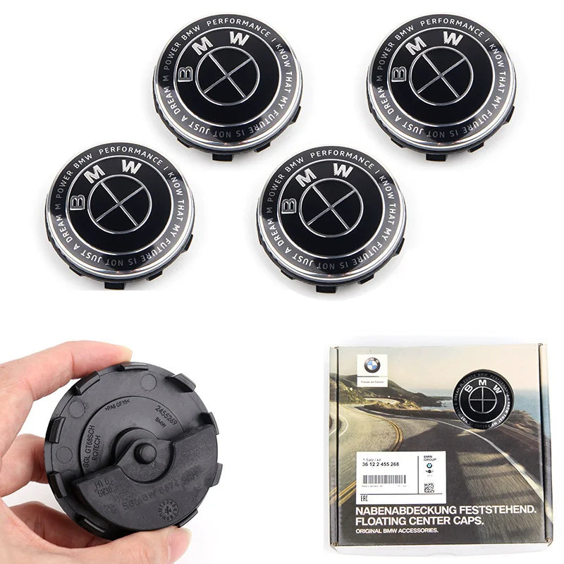 BMW Floating Wheel Center Caps - 4-Piece 56mm/68mm Wheel Hub Caps for BMW Models