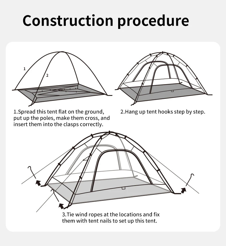 Naturehike 2024 New Camping Tent – Ultralight 2-Person Outdoor Tent, Large Space, Mosquito-Repellent, Quick Set for Beach & Hiking