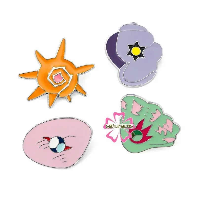 Set of 8 Pokémon Gym Badge Pins – League Region Brooches from Kanto, Johto, Hoenn, Sinnoh, Unova, Kalos & Orange Islands