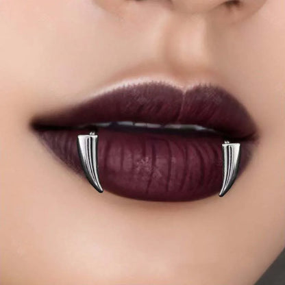 Stainless Steel Gothic Sharp Teeth Lip Clip | Punk Non-Piercing Halloween Jewelry for Women & Men