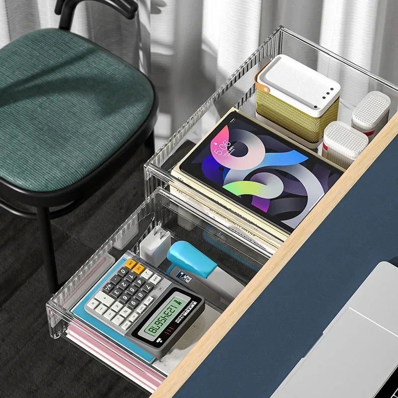 Invisible Pull-Out Storage Box — Large Capacity Hanging Under-Desk Drawer Organizer for Table & Workspace