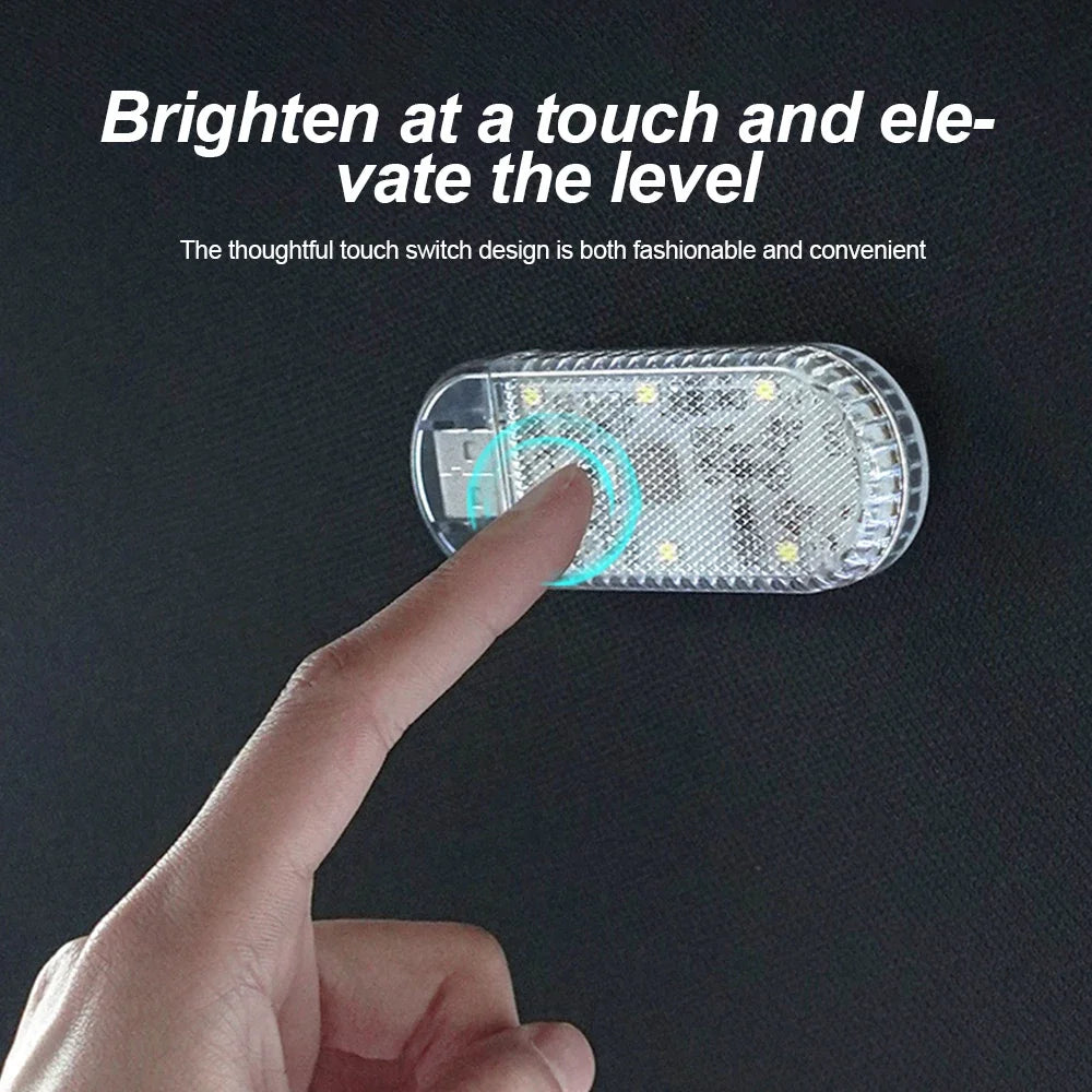 LED Car Mini Touch Light - USB Rechargeable Portable Roof Ceiling Reading & Ambient Lamp for Auto Interior Decoration
