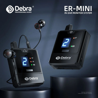 Debra Portable UHF IEM Wireless In-Ear Monitor System – Rechargeable Audio Mini for Music, Live Broadcast & Audio Monitoring