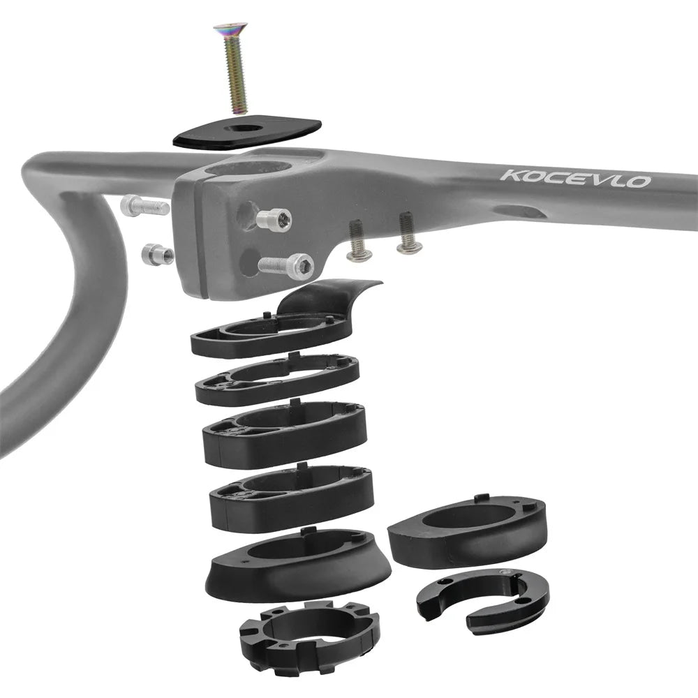 KOCEVLO Carbon Fiber Road Bike Handlebar - Integrated Internal Cable Routing Drop Bar with Computer Mount and Washers