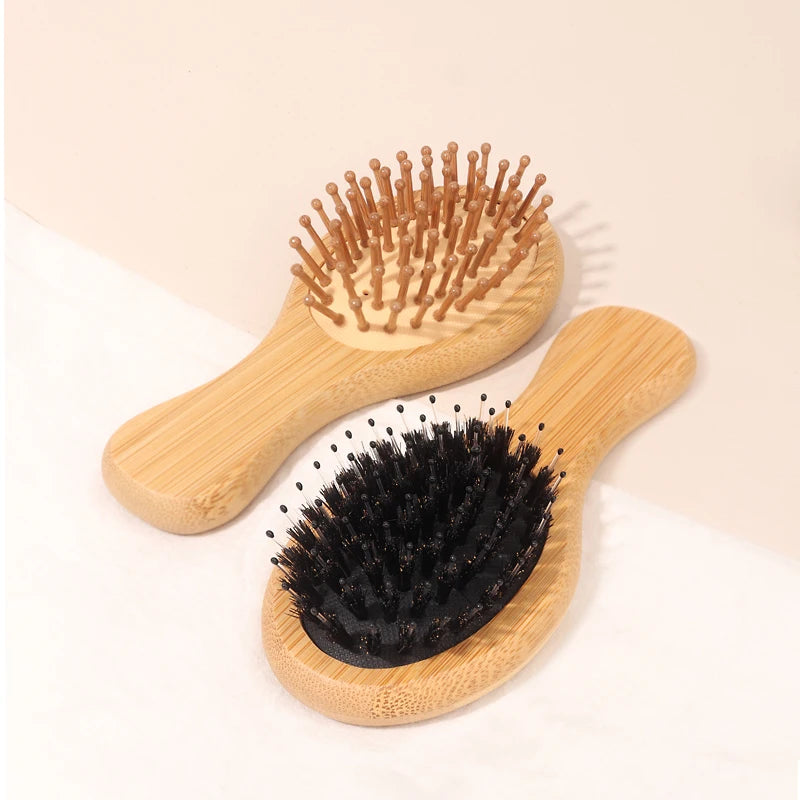 Bamboo Mini Airbag Anti-Static Cushion Hair Brush — Reduce Hair Loss, Women’s Styling Comb