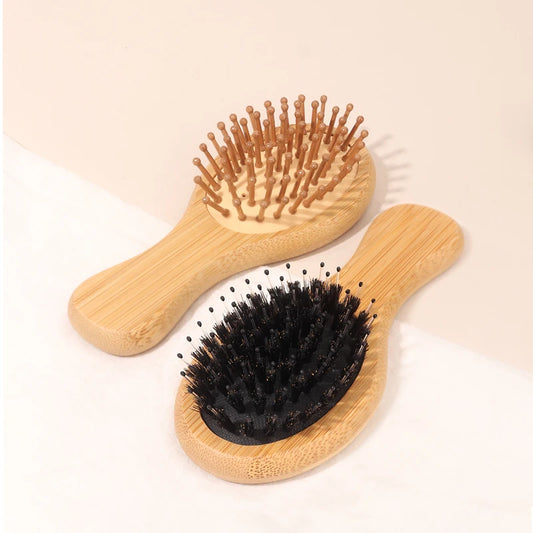 Bamboo Mini Airbag Anti-Static Cushion Hair Brush — Reduce Hair Loss, Women’s Styling Comb