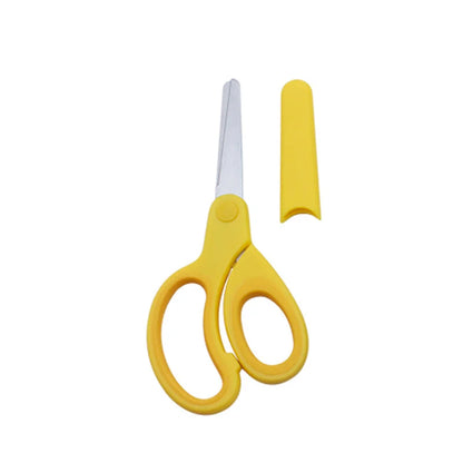 Kids Safety Scissors — Left-Handed Student Scissors with Sleeve for DIY, Paper Cutting & Stationery