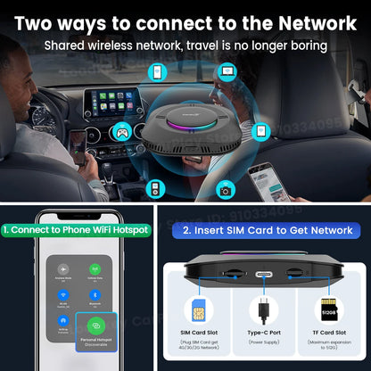 2025 Carlinkit AI Box LED – Android 13 Wireless CarPlay Adapter with Qualcomm 6115, 8-Core 64GB Smart TV Box for Netflix & IPTV