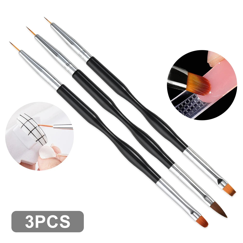 3Pcs Acrylic Nail Brush Set #8/10/14 - Professional Nail Brushes for Acrylic Powder Extensions, 3D Carving & Nail Art Salon Tools