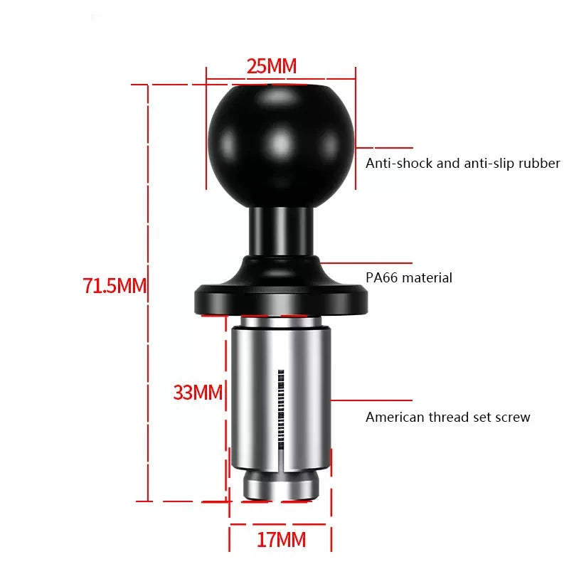 1" Ball Head Adapter Mount for Motorcycle Handlebar – Rearview Mirror Bracket for DJI, GoPro & Insta360 Cameras