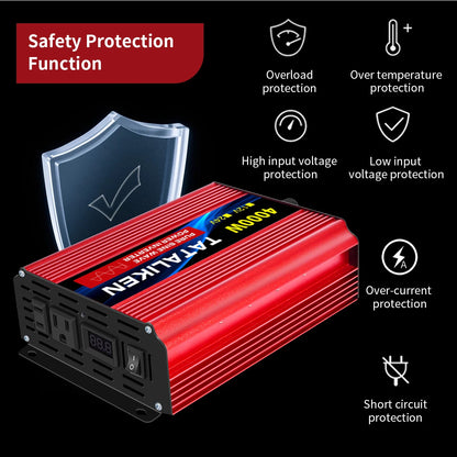 Pure Sine Wave Inverter 5000–10000W – 12V DC to 110V AC Portable Solar & Car Power Converter