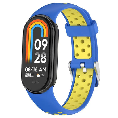 Two-Color Silicone Sport Strap for Xiaomi Mi Band 9 & 8 – Breathable Smartwatch Wristband Accessory