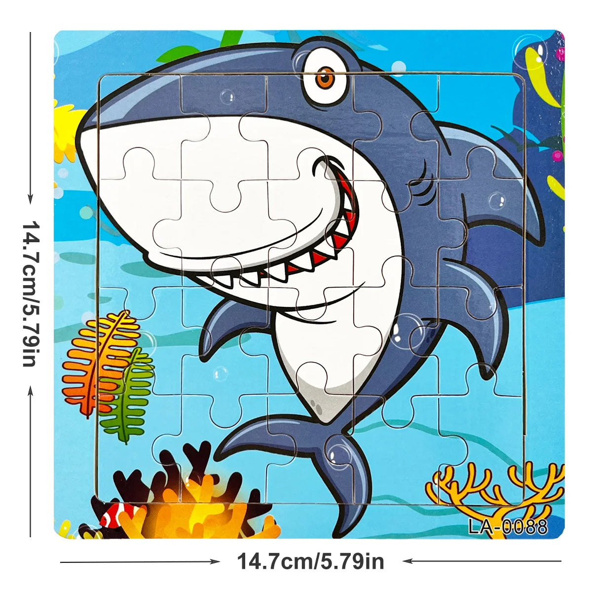 14.7cm Wooden Jigsaw Puzzle – Transportation & Marine Animal Educational Toy for Kids