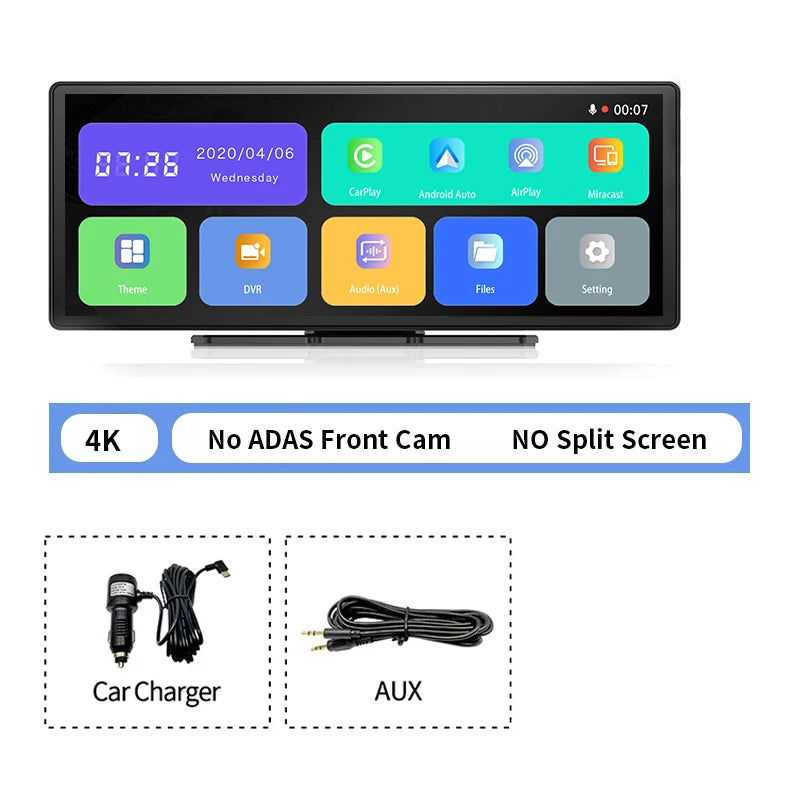 11.3" Imagebon H50 Dash Cam 4K - ADAS, Wireless CarPlay & Android Auto, 3-Channel Recording, Time Lapse & 24H Park Monitor