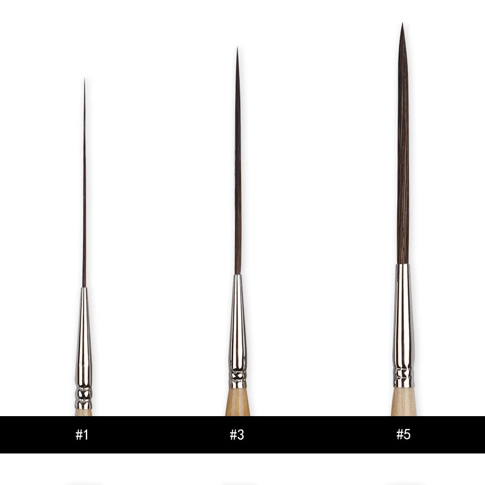 Artsecret Long Liner Detail Brushes – Premium Cattle Ear Hair Watercolor & Nail Art Striping Pens (0.8, 1.2, 2.8mm)