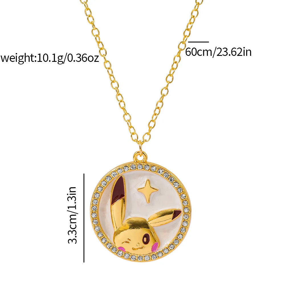 Pikachu Anime Metal Pendant Necklace - Cute Kawaii Y2K Cartoon Jewelry Gift for Boys & Girls