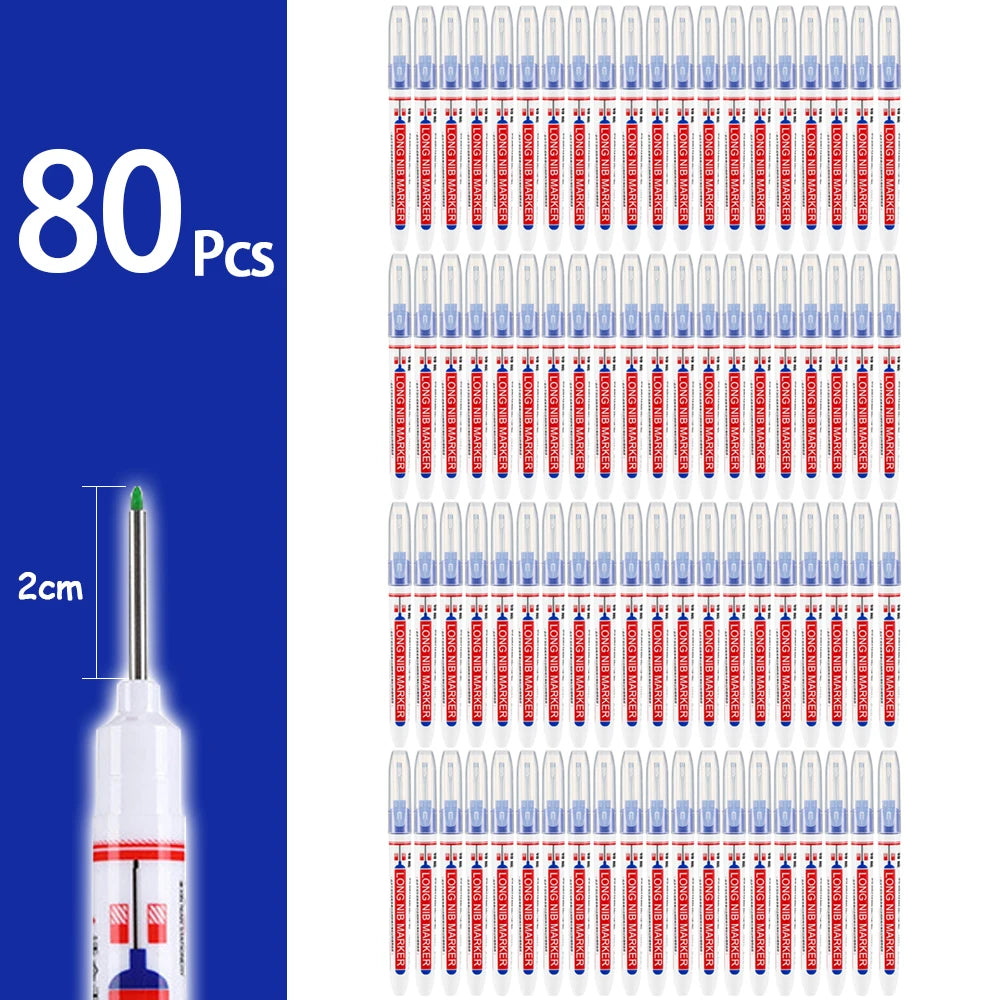 2cm Waterproof Deep Hole Marker Pen - Long Head Carpenter Markers for Metal Woodworking Tools 4-80pcs