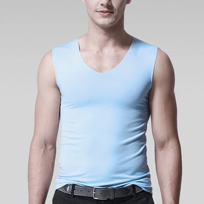Men’s Silk Tank Top – Seamless Sleeveless Sport Vest, Plain Casual Summer Undershirt for Gym & Everyday Wear