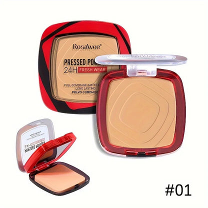 Full Coverage Pressed Powder Foundation with Puff – 24H Long Lasting Matte Oil Control Face Makeup for Smooth Flawless Finish