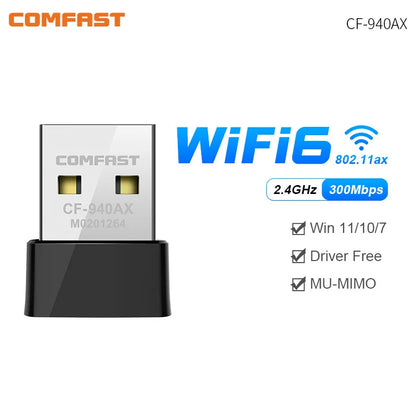 Comfast WiFi 6 USB Adapter – Mini Wireless Dongle Network Card for PC & Laptop 600Mbps