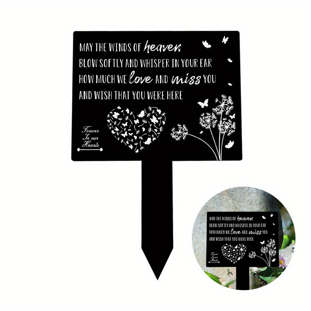 Waterproof Memorial Suncatcher Grave Marker – Black Remembrance Plaque Stake with Dove for Cemetery & Garden