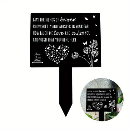 Waterproof Memorial Suncatcher Grave Marker – Black Remembrance Plaque Stake with Dove for Cemetery & Garden